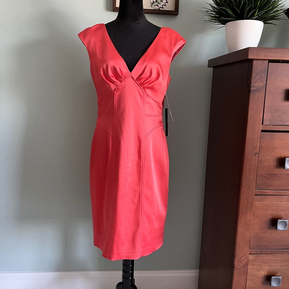 NEW David Meister Coral Mel Sleeveless Cocktail Dress 12